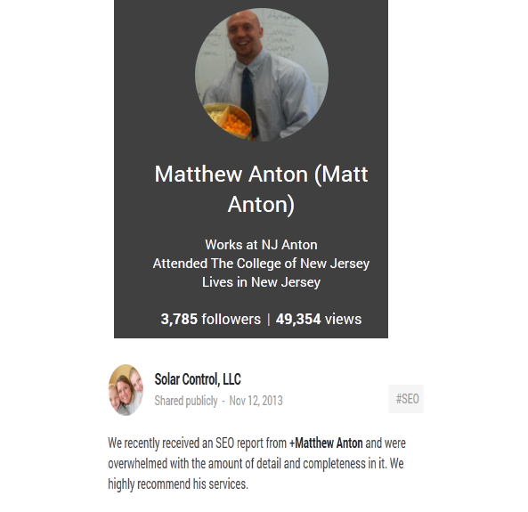 Matt Anton Google Plus Testimonial